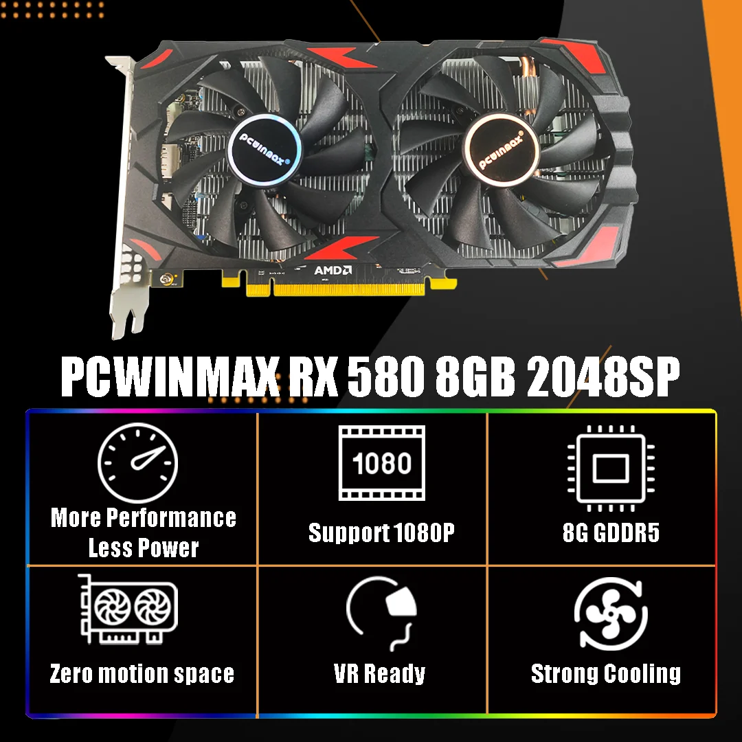 PCWINMAX Baru Radeon RX580 8GB - Rx 580 8Gb 2048Sp Gpu ulasan dan harga