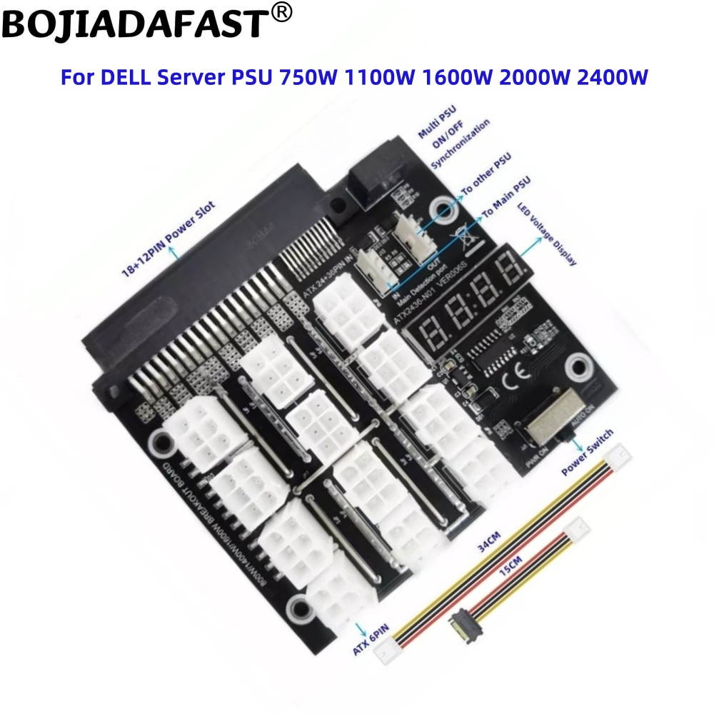 12 Port Konektor PCIE 6Pin, Pa - 2400W Server Psu Breakout Board ulasan dan harga